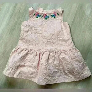 Janie and Jack Baby Girl Pink Lace Embroidered Dress 6-12 Months